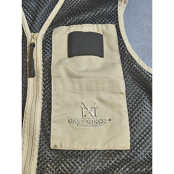 Game Winner Vest Mens M/L Medium Large Khaki Mesh Back Hunting Utility Vest Zip - Picture 7 of 12